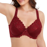 Red Embroidery Full Coverage Minimizer Bra
